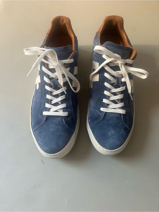 Allen Edmonds Other - Allen Edmonds Navy Suede Sneakers with White Accents and Tan Lining